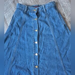Denim Button-Down A-Line Skirt